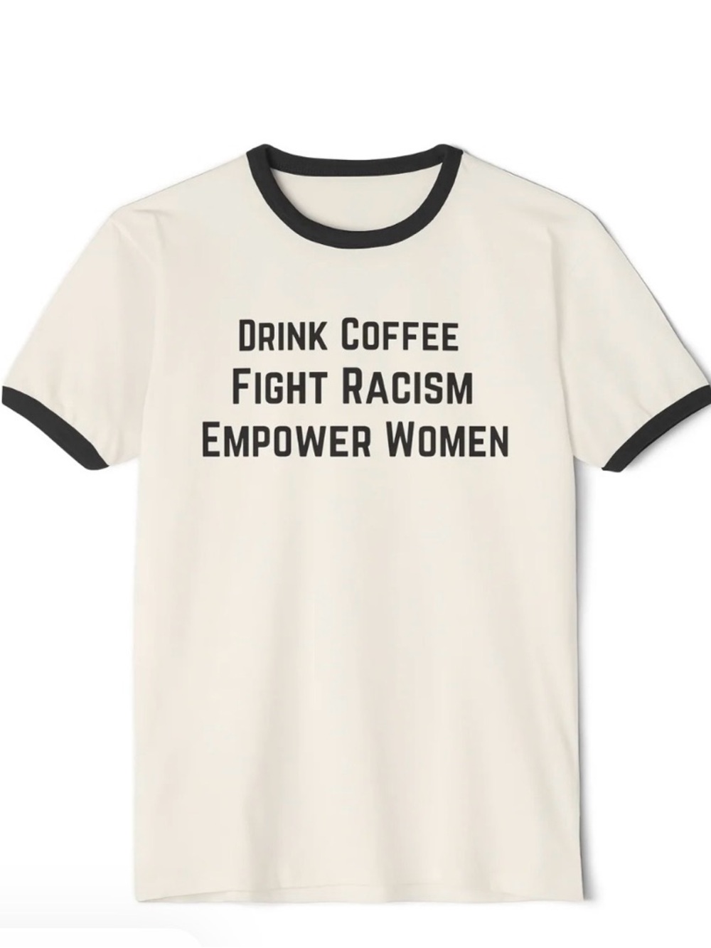 Graphic Ringer Tee - Cream with Black Text